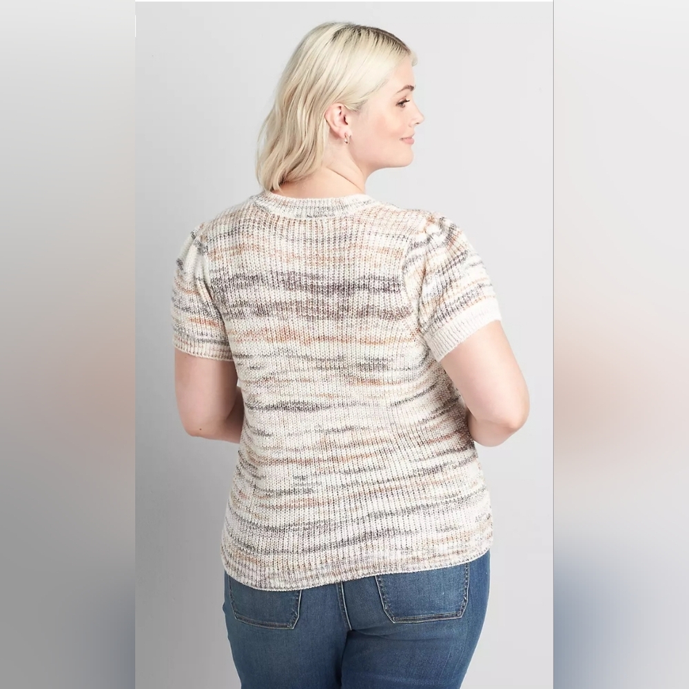 Lane Bryant Cream Tan & Grey Knit Sweater - Sz 22/24 - Picture 4 of 9
